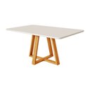Ver mais imagens de Mesa Jantar Pérola com 4 Cadeiras Palha Linho Bege Rubi Madeira Maciça Mel 120x90 Off White Moderna