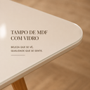 Ver imagem 6 de Mesa Jantar Pérola com 4 Cadeiras Palha Linho Bege Rubi Madeira Maciça Mel 120x90 Off White Moderna