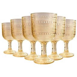 Jogo com 6 Taças Pérola de Vidro Âmbar de Agua ou Suco 390ml - 1