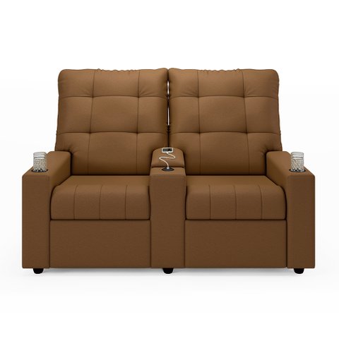 Poltrona Reclinável para Cinema Parma 2 Lugares Baú Usb Pu Caramelo Fh1 - D'Rossi
