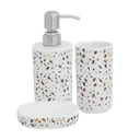 Ver imagem 4 de Kit para Banheiro com Manchas Branco Marrom Amarelo e Verde 3 Pcs