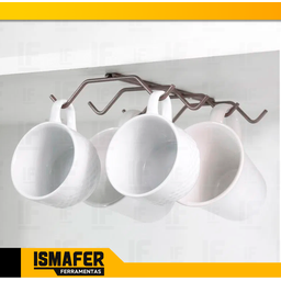 Suporte Porta Xícara P/ Fixar Armário Organiza Cozinha Bel - 5