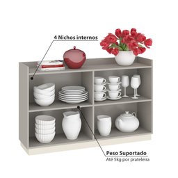 Buffet Retrô com 4 Portas 120 cm - Cinza/Champagne - 3