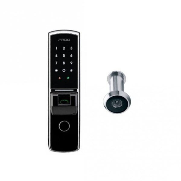 Kit 1 Fechadura Digital Biométrica com Rolete FDE-201R 1 Olho Mágico para Porta 26 a 46mm Pado - 1