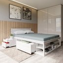 Ver imagem 6 de Cama Casal Multifuncional Madeira Maciça Irara CabeCasa MadeiraOriginals Branco/Lavado