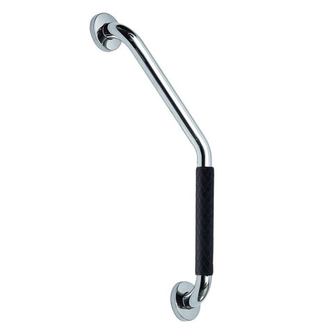 Barra de Apoio Alça Angular 25x25cm Borracha Antiderrapante Aço Inox Acessibilidade Criança Idoso Ge