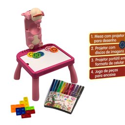 Mesa Mix 4 em 1 Projetor Infantil - Rosa - 4
