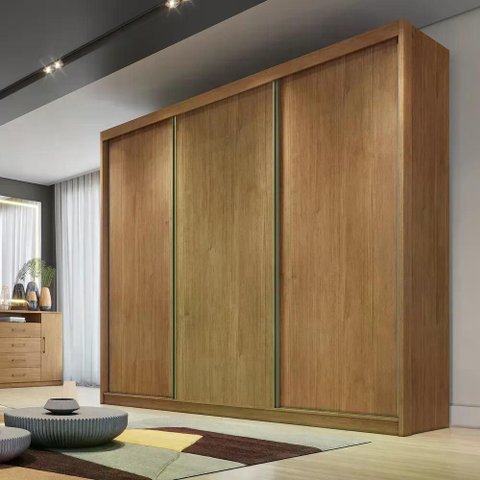 Guarda Roupa Diamond 3 Portas 6 Gavetas Cor:cumaru