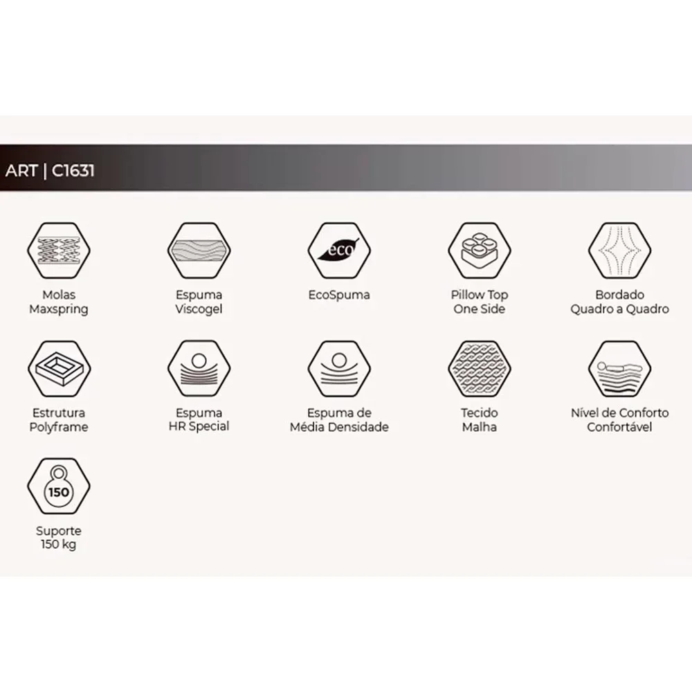 Colchão Casal HERVAL Herval Plutão - Molas maxspring - 138X188X33 - 4