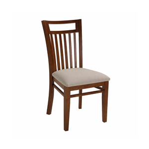 Cadeira em Madeira Maciça Modelo Deko Treo Made - com Encosto Ripado e Assento Estofado Resistente e