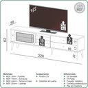 Ver imagem 6 de Rack para Sala de Estar Tv 60 Pol Porta Tela Natural 220cm Core D03 Freijó - Lyam Decor