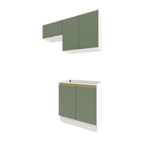 Lavanderia Modulada Kappesberg Celeste 3 Peças Branco/verde 140cm
