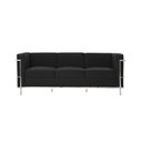Ver imagem 1 de Sofa Le Corbusier 3 Lugares Cromado em Couro Natural Preto