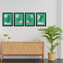 Ver imagem 1 de Kit 4 Quadros Abstratos Folhas Fundo Verde 24x18cm - com Vidro:moldura Preta
