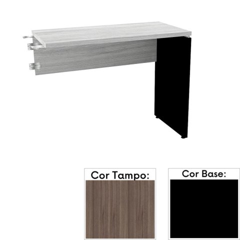 Mesa de Escritório Complemento 90 x 45cm Pé Painel Pe25 em MDP Cor Walnut e Base Preta