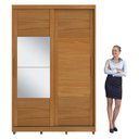 Ver imagem 6 de Guarda-roupa Solteiro com Espelho 2 Portas Correr 3 Gavetas 150cm Multimóveis Cr35399 Nature