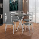 Ver imagem 1 de Conjunto Mesa com 4 Cadeiras 541.Sli e Tampo Quadrado Diamante Branco/Cinza Perola/Cin Nobuck