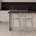 Ver imagem 6 de Kit 2 Banquetas para Balcão Flórida Prata 60cm Cozinha Gourmet Bistrô Bancada Piscina Área de Lazer
