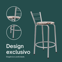 Ver imagem 4 de Kit 2 Banquetas para Balcão Flórida Prata 60cm Cozinha Gourmet Bistrô Bancada Piscina Área de Lazer