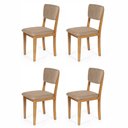 Ver imagem 1 de Kit 4 Cadeiras de Jantar Madeira Maciça Estofadas Ella Marrom Claro - Straub Web