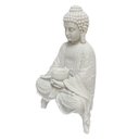 Ver imagem 2 de Escultura Buda Levitando Branco em Po de Marmore 25cm
