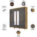 Ver imagem 3 de Guarda Roupa Casal 218cm com Espelho Bolty Nature/alasca V02 - Mpozenato