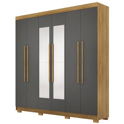 Guarda Roupa Casal 218cm com Espelho Bolty Nature/alasca V02 - Mpozenato