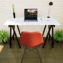 Ver imagem 4 de Escrivaninha Mesa Escritório Cavalete Pes Em Pratica 120cm Preto E Branca