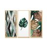 Trio de Quadros Decorativos Verde Abstrato Folhagens - 1