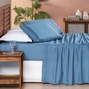 Ver imagem 2 de Jogo Cama Lençol Honore Solteiro Micro Percal 200 Fios C/ Detalhes Bordados 3 Peças - Azul Ice