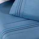 Ver imagem 5 de Jogo Cama Lençol Honore Solteiro Micro Percal 200 Fios C/ Detalhes Bordados 3 Peças - Azul Ice