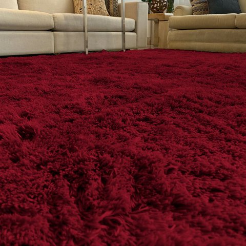Tapete para Sala e Quarto Felpudo Cronos Casa Dona 200x240 Cm Vermelho