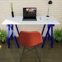 Ver imagem 5 de Escrivaninha Mesa Escritório Cavalete Pes Em Pratica 120cm Azul Del Rey E Branca