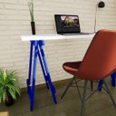 Ver imagem 4 de Escrivaninha Mesa Escritório Cavalete Pes Em Pratica 120cm Azul Del Rey E Branca