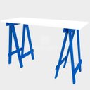 Ver imagem 2 de Escrivaninha Mesa Escritório Cavalete Pes Em Pratica 120cm Azul Del Rey E Branca