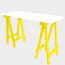 Ver imagem 2 de Escrivaninha Mesa Escritório Cavalete Pes Em Pratica 120cm Amarela E Branca