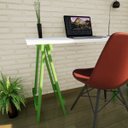 Ver imagem 4 de Escrivaninha Mesa Escritório Cavalete Pes Em Pratica 120cm Verde E Branca