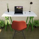 Ver imagem 5 de Escrivaninha Mesa Escritório Cavalete Pes Em Pratica 120cm Verde E Branca