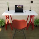 Ver imagem 5 de Escrivaninha Mesa Escritório Cavalete Pes Em Pratica 120cm Vermelho E Branca