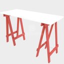 Ver imagem 2 de Escrivaninha Mesa Escritório Cavalete Pes Em Pratica 120cm Vermelho E Branca