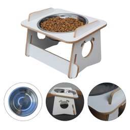 Comedouro Cachorro Elevado Pet Tigela Ração Inox Saudável - Branco - 1