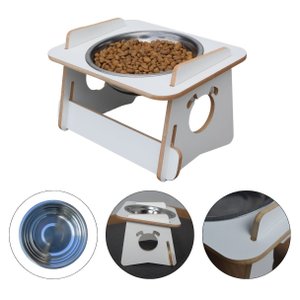 Comedouro Cachorro Elevado Pet Tigela Ração Inox Saudável - Branco
