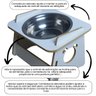 Comedouro Cachorro Elevado Pet Tigela Ração Inox Saudável - Branco - 3
