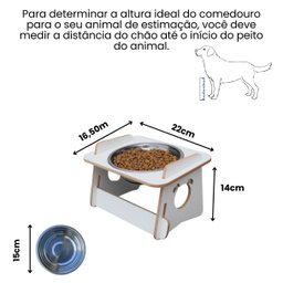Comedouro Cachorro Elevado Pet Tigela Ração Inox Saudável - Branco - 2