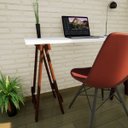 Ver imagem 4 de Escrivaninha Mesa Escritório Cavalete Pes Em Pratica 120cm Marrom E Branca