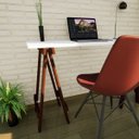 Ver imagem 4 de Escrivaninha Mesa Escritório Cavalete Pes Em Pratica 120cm Marrom E Branca