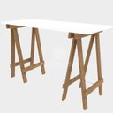 Ver imagem 2 de Escrivaninha Mesa Escritório Cavalete Pes Em Pratica 120cm Marrom E Branca