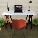 Ver imagem 5 de Escrivaninha Mesa Escritório Cavalete Pes Em Pratica 120cm Marrom E Branca