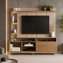Ver imagem 1 de Rack com Painel para TV até 60 Polegadas Ripado 2 Portas HO4200 Oak/Petra Efeito Marmore- Decibal