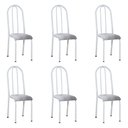 Ver imagem 1 de Kit 6 Cadeiras de Cozinha Flórida Estampado Prata Pés de Ferro Branco - Pallazio
